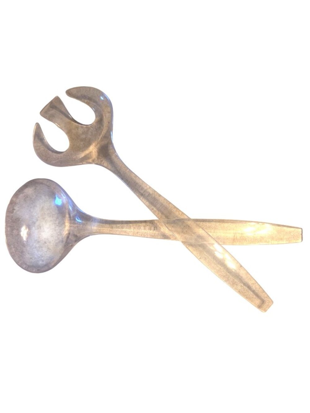 2 pc Clear Serving Set Salad Servers Spoon Fork Vintage Hong Kong Anchor Hocking
